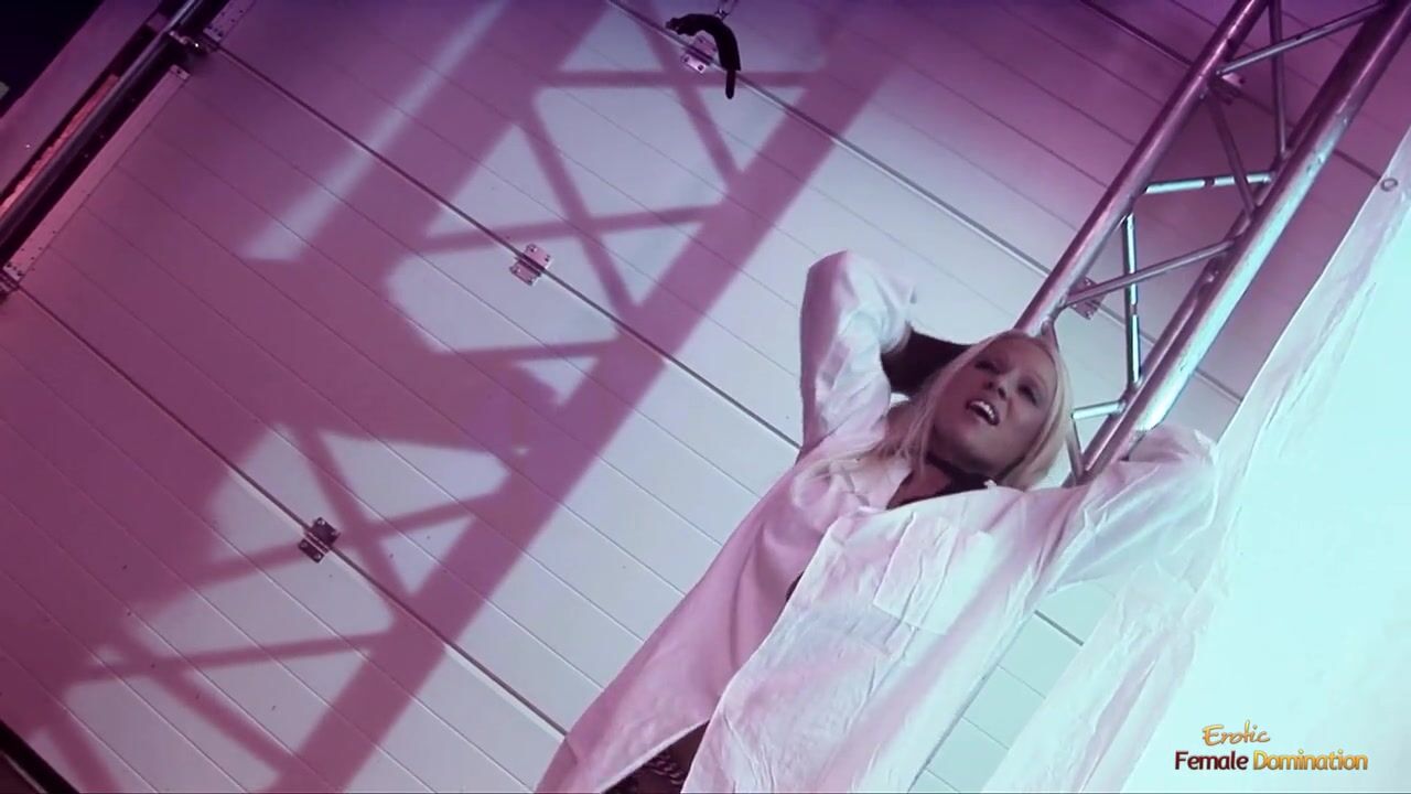 Tied up in a storage room and fucked by three women