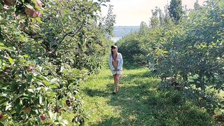 Walking naked in a orchard and pick some apples!