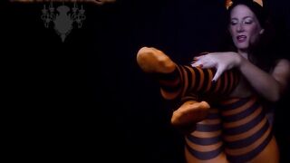 Foot Worship JOI Halloween Pantyhose Stripes in the Dark - pantyhose feet joi - nylon foot joi