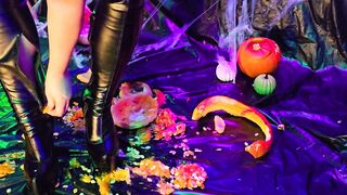 LittleMissTipToes - Halloween pumpkin tease, crush and trample in my popular thigh high boots