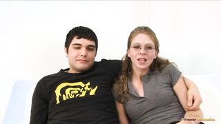 Nerdy wife with tattoos gets penetrated by a BBC while her husband watches