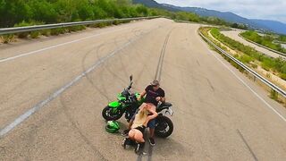 Thrilling FPV Drone Adventure with OnlyFans Star Angie Lynx on a Motorcycle!