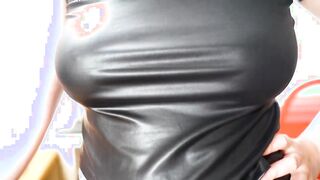 Unleash the Allure of Leather Leggings: A Captivating Ride with a Hot Blonde!