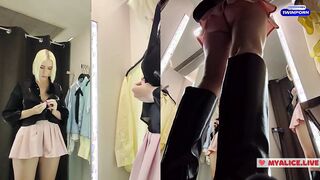 Sneaky Peek: Blonde Beauty Tries on Sheer Outfits in Public Locker Room!