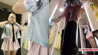 Sneaky Peek: Blonde Beauty Tries on Sheer Outfits in Public Locker Room!