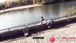 Steamy Outdoor Encounter: Alluring Brunette Milf in a Public Adventure