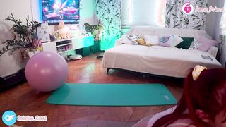 Fun and Flirty Yoga Ball Stretching with a Cute Redhead!