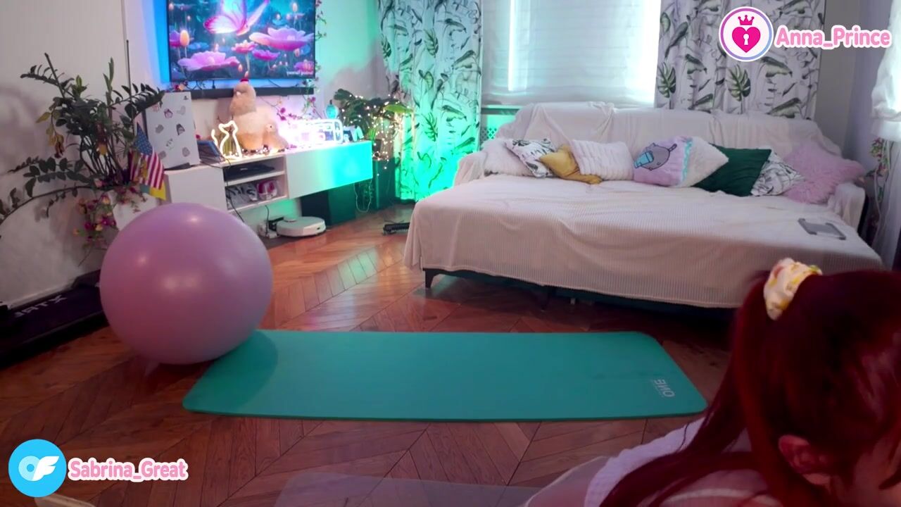 Fun and Flirty Yoga Ball Stretching with a Cute Redhead!