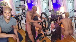 Watch Kennie Jai Assemble a Bike in the Buff - A Bold Public Showcase!
