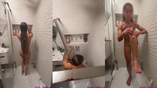 Intimate POV: Petite Latina Enjoys a Soothing Shower and Shave
