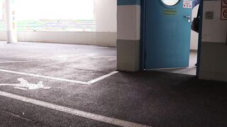 Office Man Doesn't Make It! Public Desperation, Wetting, Pissing and Cumming in the Parking Garage