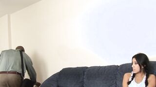 Black woman gets a visit from a big, thick black cock for her horny little pussy.