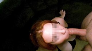 Curvy Redhead with Pierced Nipples Delivers an Intense Couch Experience
