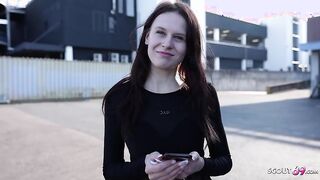 GERMAN SCOUT - Small Redhead Teen Peach Delina Pick Up for First Casting Fuck