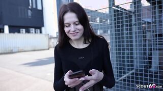 GERMAN SCOUT - Small Redhead Teen Peach Delina Pick Up for First Casting Fuck