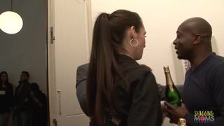 Three Brunette Beauties in an Intense Interracial Encounter on the Couch