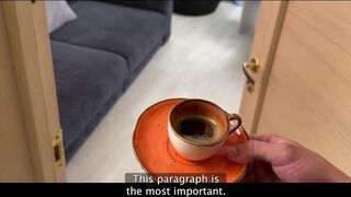 Blonde Tutor's Unexpected Coffee Surprise: A Playful Encounter with Moon Imp and Arty Cheys