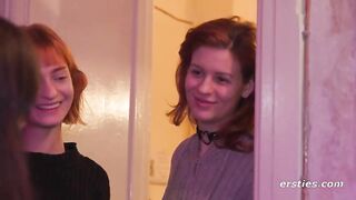 Watch Dolly & Mia, two kinky redheads, pleasure a lucky toyboy in their mouths and throats