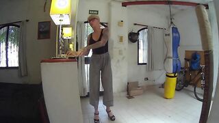 Blonde MILF with big boobs takes a hard pounding in the Workshop