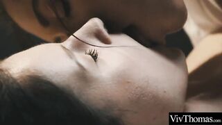 Horny masseuse massages young busty teen's tight pussy until she cums
