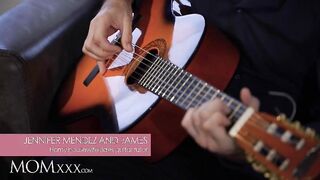 Jennifer Mendez's tight ass pounded by guitar tutor's hard cock & showered in cum