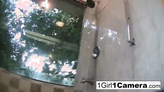 POrnStar's perfect body takes a wild ride in the bathroom with dildo action