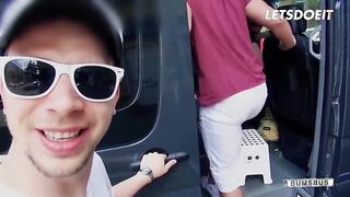 Lena Nitro, the blonde bombshell, takes on a foreign dick on the backseat of a bus