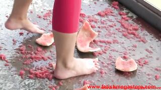 Naughty Mistress humiliates her sissy slave with a pedicure and feeding frenzy