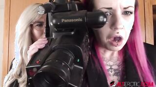 Lady Lazarus & Darcy Diamond explore alien pussy with inked toys in public