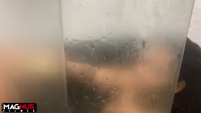 Petite dark-haired babe and I end up in a steamy shower with big boobs bouncing