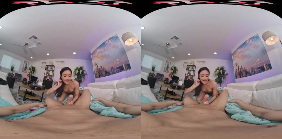 Jade Kimiko's tight pussy gets a hard pounding in VR as you're left naked