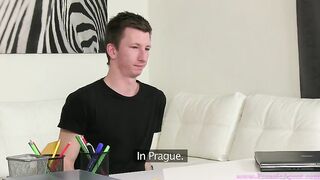 Fake agent gives young hot brunette a rough doggy-style pounding and creampies her tight pussy