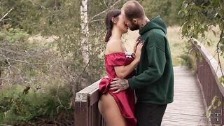 Jadilica's brother's friends ravage her small tits & mouth in a wild outdoor fuckfest