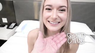 Watch this skinny blonde teen take on a massive rod in hot POV casting video