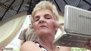 Old grandma begs for rough doggy-style pounding & hot jizz on her tits