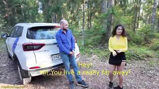 Wild teen gets her tight ass drilled on the roadside in a car backseat action