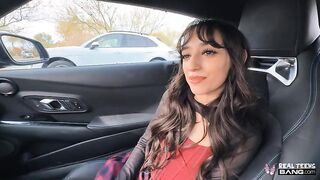 Brunette teen Ronnie Violet gets naughty in car with Alex Jett