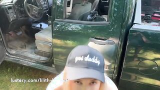 Amateur girlfriend with massive tits goes wild with car sex and real orgasm
