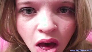 Watch Krissy Sweet's natural tits bounce as she sucks and finger fucks POV JOI