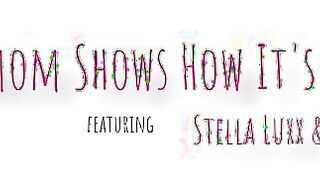 Stella Lux & Savanah Storm teach petite stepmom how to please a man in a wild threesome