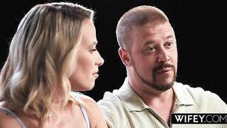 Sadie Rose's tight pussy gets creampied while husband watches in awe