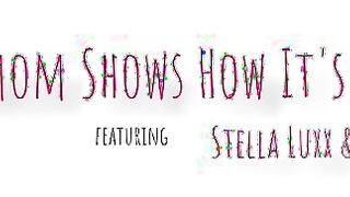 Stella Luxx and Savanah Storm teach stepdaughter how to take a double-team from a hung plumber