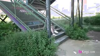 Petite Latina Barbara Morello gets naughty in public with her man and his hard cock