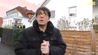 Petite brunette Coco Kiss picked up and drilled hard by older man in first ever German porn scene - Amateur Euro