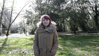 Petite 18yo teen's first porn audition: doggy style, skinny girl, and small tits bouncing!