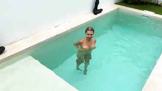Ken Honey bangs naked stepsis in pool while parents are out