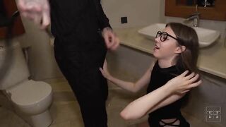 Alisa Wonderland and Alice XO take turns swallowing a huge cock and taking it in the toilet