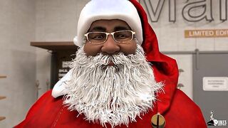 Pawg wife cheats on her Christmas elf with Santa's BBC and takes a facial