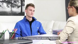 Barra Brass gets a cumshot instead of a facial in this hot internal interview