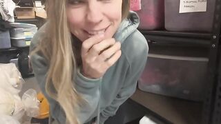Crystal Cash 69 gets off on herself while working in the warehouse